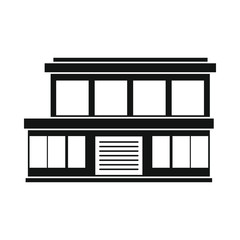 Modern city house black simple silhouette icon vector illustration for design and web isolated