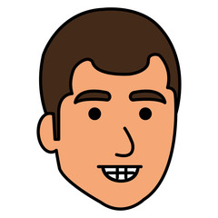 young man head avatar character vector illustration design
