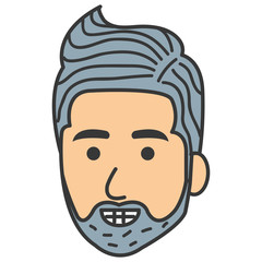 young man head avatar character vector illustration design