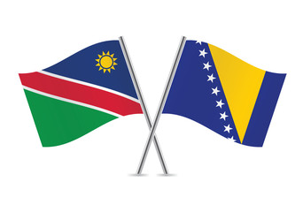 Namibia and Bosnia ana Herzegovina flags.Vector illustration.