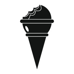 Ice cream in cone black simple silhouette icon vector illustration for design and web isolated