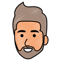 young man head avatar character vector illustration design