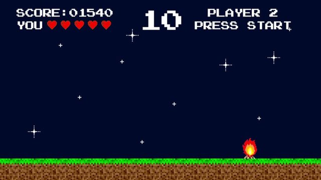 Night Scene of an Old Arcade Video Game