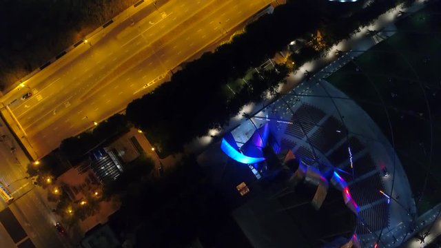 Aerial video of Maggie Daley Park Chicago at night