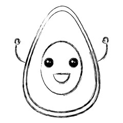 avocado half fresh kawaii character vector illustration design