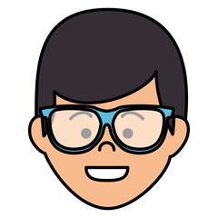 young man head avatar character vector illustration design