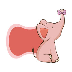 baby shower card with cute elephant icon over white background vector illustration