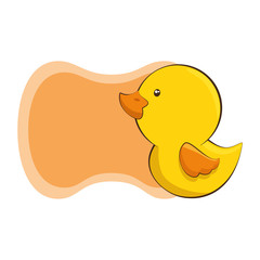 baby shower card with cute duck icon over white background vector illustration