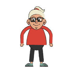 Colorful old woman doodle over white background vector illustration