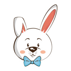 cartoon rabbit with bow tie icon over white background vector illustration