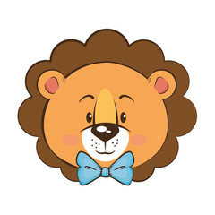 cartoon lion icon over white background vector illustration