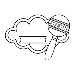 baby shower card with rattle icon over white background colorful design vector illustration