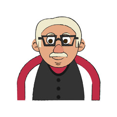 Fototapeta premium Colorful old man with glasses doodle over white background vector illustration