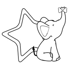 baby shower card with cute elephant icon over white background vector illustration