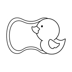 baby shower card with cute duck icon over white background vector illustration