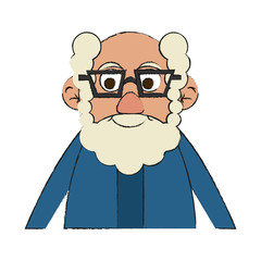 Colorful old bearded man doodle over white background vector illustration