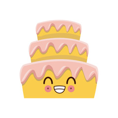 kawaii wedding cake smiling cartoon vector illustration