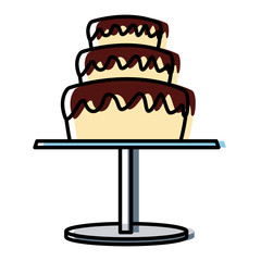 wedding cake and pedestal sweet food vector illustration