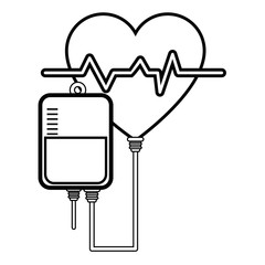 blood bag and heart icon over white background vector illustration