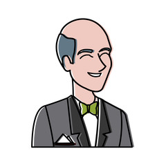 portrait happy groom in a wedding suit laughing vector illustration