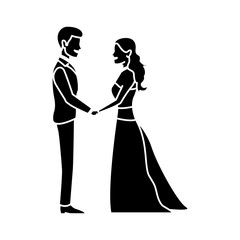 cute wedding couple holding hand lovely vector illustration