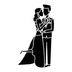 bride and groom embracing affection wedding vector illustration