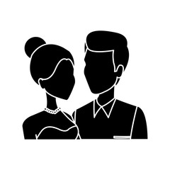 portrait wedding couple happy bride and groom together vector illustration
