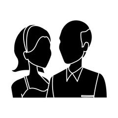 portrait wedding couple happy bride and groom together vector illustration