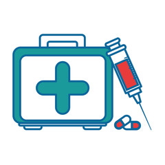 Obraz premium first aid kit icon over white background vector illustration