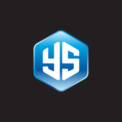 Fototapeta premium Initial letter YS, modern glossy hexagon logo, gradient blue color on black background 