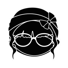 girl with glasses icon over white background vector illustration