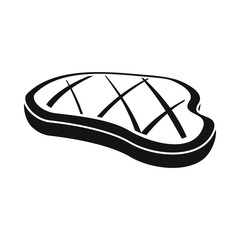 Meat grill steak in black simple silhouette style icons vector illustration for design and web