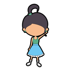 girl wearing casual clothes icon over white background colorful design vector illustration