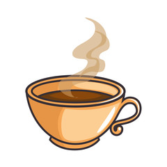 hot coffee mug icon over white background vector illustration