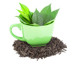 Cup with tea leaves