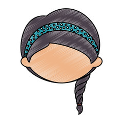 girl face icon over white background colorful design vector illustration