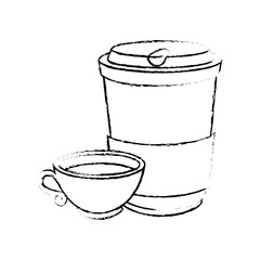 coffee mug and cup icon over white background vector illustration