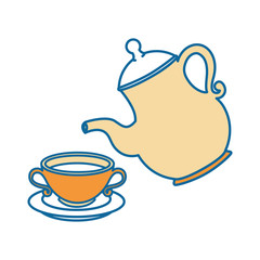 coffee mug and pot icon over white background vector illustration