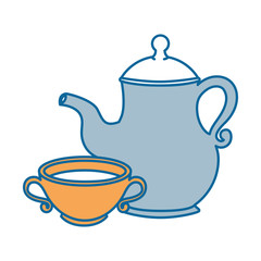 coffee mug and pot icon over white background vector illustration