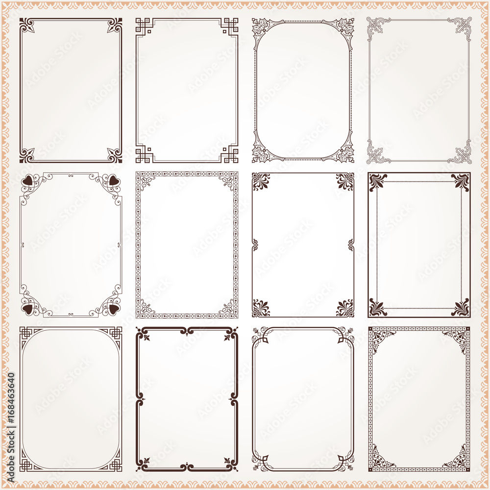 Canvas Prints decorative frames and borders rectangle proportions set 6