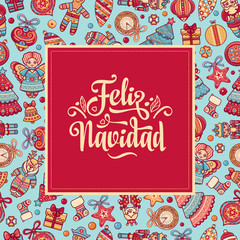 Feliz navidad. Xmas card on Spanish language