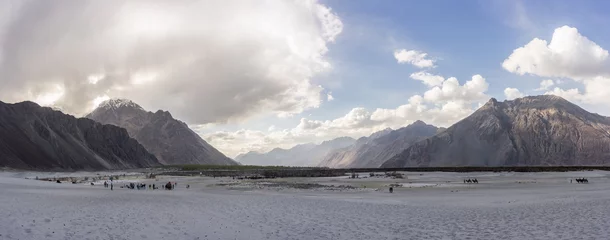 Panorama of sand dunes and moutains, Hunder sand dunes, Nubra valley, Ladakh © jumpscape