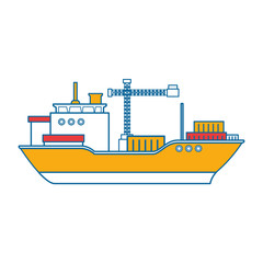 cargo ship icon over white background vector illustration