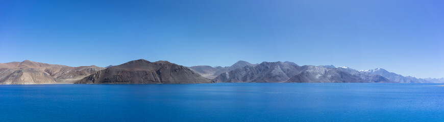 Fototapeta na wymiar Panoramic shot of Pangong lake, Ladakh, India