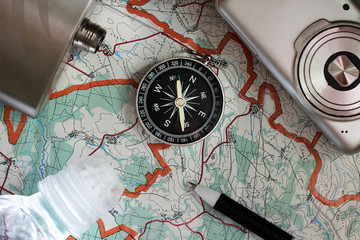 Compass and a camera on the map