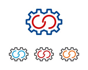 Connected Gear, Assemble, Teamwork, Automotive Logo