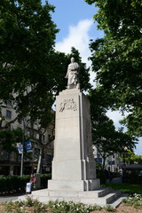 Fototapeta na wymiar Monument to the famous Catalan Joan Guell-i-Ferrer in Barcelona.