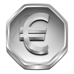 Button with Euro sign - 3D illustration