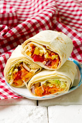 TANGY VEGGIE WRAP.selective focus