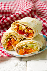 TANGY VEGGIE WRAP.selective focus